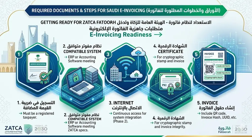 الأوراق المطلوبة للفاتورة الإلكترونية في السعودية 2026