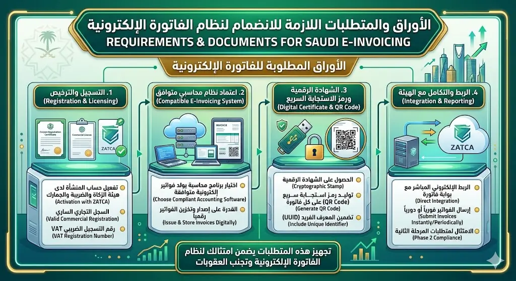 الأوراق المطلوبة للفاتورة الإلكترونية في السعودية 2026
