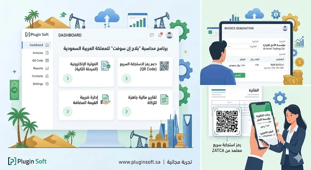 بلاجن سوفت برنامج محاسبي سحابي برنامج محاسبة يدعم QR Code في السعودية | معتمد من ZATCA