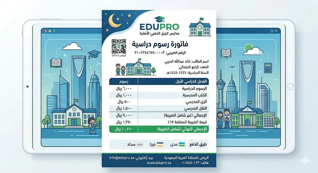 دليل الفاتورة النموذجية في رسوم المدارس في السعودية وإدارة الحسابات التعليمية