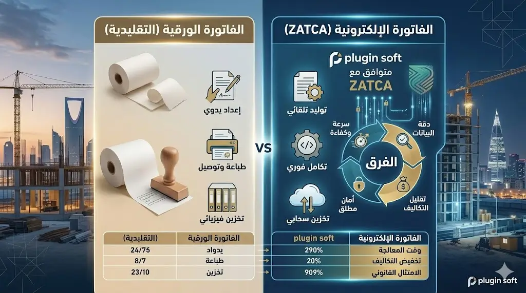 الفرق بين الفاتورة الإلكترونية والفاتورة الورقية في قطاع المقاولات