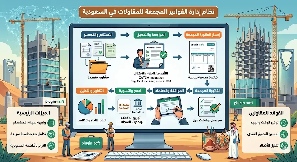 إدارة الفواتير المجمعة في المقاولات في السعودية