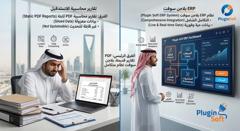 الفرق بين البرامج المحاسبية pdf ونظام ERP بلاجن سوفت