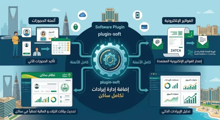 برنامج إدارة إيرادات الفنادق: أتمتة كاملة للحجوزات و الفوترة الإلكترونية مع نظام ساكن