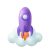 Blowing rocket 3d cartoon style icon. Spaceship launching in space flat vector illustration. Starting business or startup. Development, growth, education, innovation concept